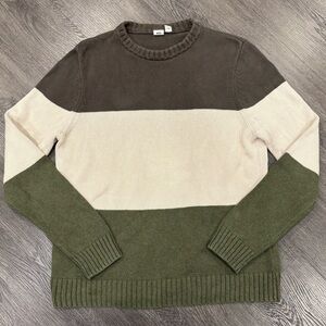 Tentree Organic Cotton Colour Block Crew Sweater, Men’s Medium, Rare, Green